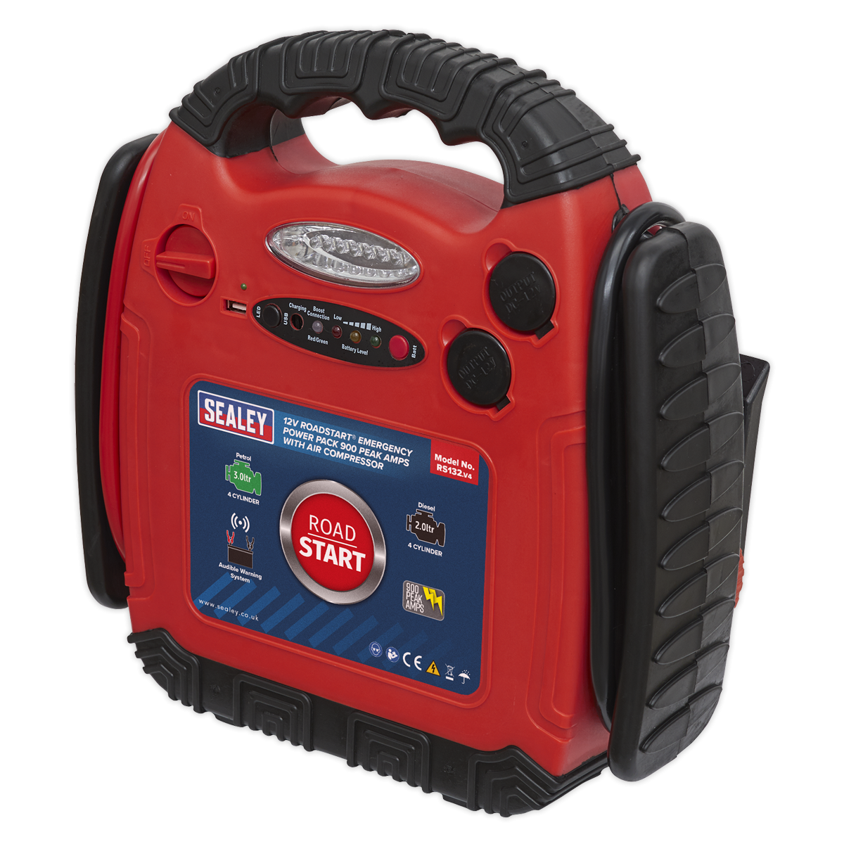 Sealey RS132 RoadStart® Emergency Jump Starter with Air Compressor 12V