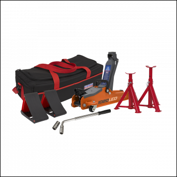 Sealey 1020LEOBAGCOMBO Low Entry Short Chassis Trolley Jack & Accessories Bag Combo 2 Tonne - Orange