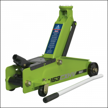 Sealey 1153CXHV Heavy-Duty Long Reach Trolley Jack 3 Tonne - Green