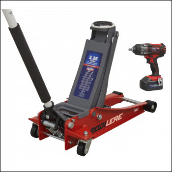 Sealey 2001LERECOMBO Trolley Jack & Cordless Impact Wrench Combo - Red