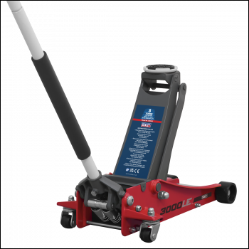 Sealey 3000LE Low Profile Trolley Jack with Rocket Lift 3 Tonne - Red