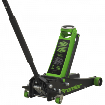 Sealey 3040AG Premier Low Profile Trolley Jack with Rocket Lift 3 Tonne - Green