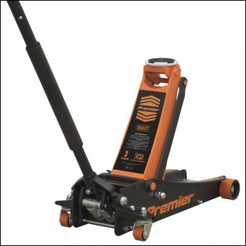 Sealey 3040AO Premier Low Profile Trolley Jack with Rocket Lift 3 Tonne - Orange