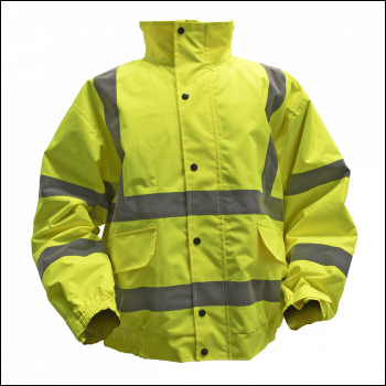 Sealey 802L Worksafe® Hi-Vis Yellow Jacket with Quilted Lining, Elasticated Waist & Cuffs - Large