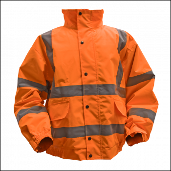 Sealey 802XXLO Worksafe® Hi-Vis Orange Jacket with Quilted Lining, Elasticated Waist & Cuffs - XX-Large