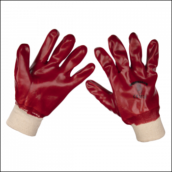 Sealey 9106L/12 Worksafe® PVC Knit Wrist Gloves, Large - Pack of 12 Pairs