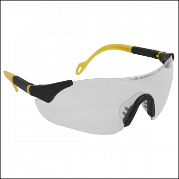 Sealey 9208 Worksafe® Sports Style Clear Safety Glasses with Adjustable Arms