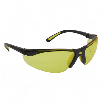 Sealey 9215 Worksafe® Zante Style Amber Lens Safety Glasses with Flexi Arms