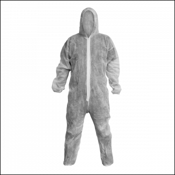 Sealey 9601L Worksafe® Disposable Coverall, White - Large