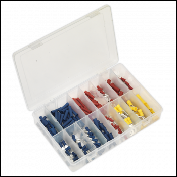 Sealey AB038MT Crimp Terminal Assortment 200pc - Blue, Red & Yellow