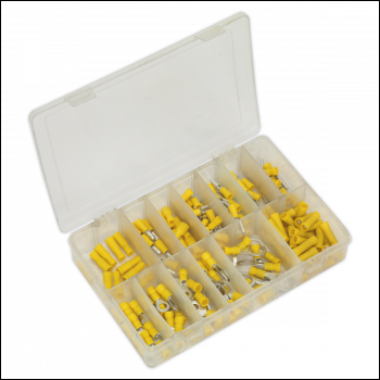 Sealey AB041YT Crimp Terminal Assortment 140pc - Yellow