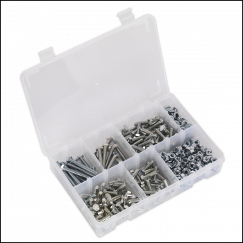 Sealey AB050SNW High Tensile Setscrew, Nut & Washer Assortment M6 408pc