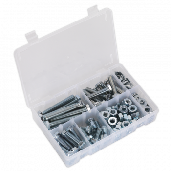 Sealey AB052SNW High Tensile Setscrew, Nut & Washer Assortment M10 150pc