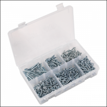 Sealey AB062STCS Zinc Plated Self-Tapping Countersunk Pozi Screw Assortment 510pc - DIN 7982
