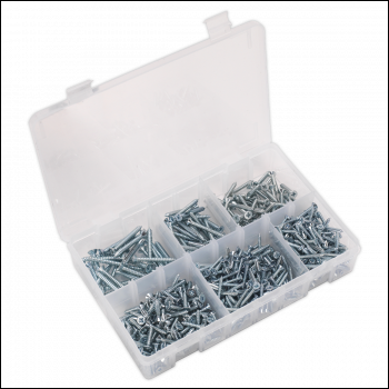 Sealey AB062STCS Self-Tapping Screw Assortment DIN 7982 510pc Countersunk Pozi Zinc