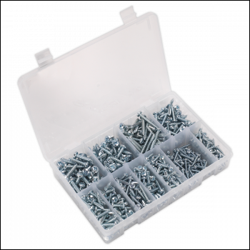 Sealey AB063STPH Zinc Plated Self-Tapping Pan Head Pozi Screw Assortment 700pc - DIN 7981CZ