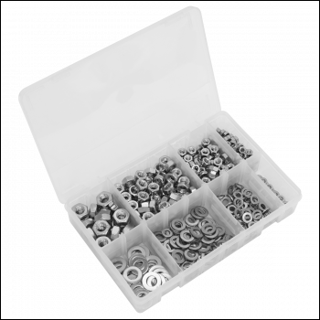 Sealey AB077NW Stainless Steel Nut and Washer Assortment M5-M10 500pc
