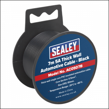 Sealey AC0507B 5A Thick Wall Automotive Cable 7m - Black