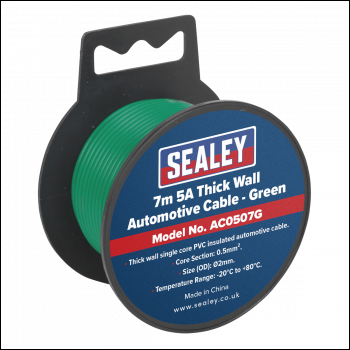 Sealey AC0507G 5A Thick Wall Automotive Cable 7m - Green