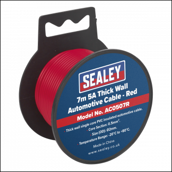 Sealey AC0507R 5A Thick Wall Automotive Cable 7m - Red