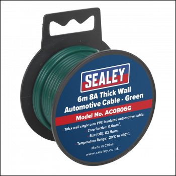 Sealey AC0806G 8A Thick Wall Automotive Cable 6m - Green