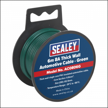 Sealey AC0806G Automotive Cable Thick Wall 8A 6m Green