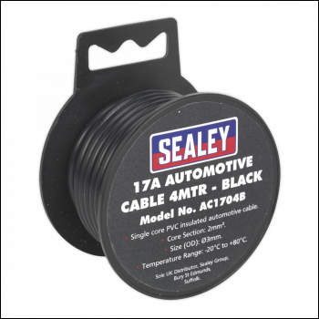 Sealey AC1704B 17A Thick Wall Automotive Cable 4m - Black