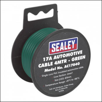 Sealey AC1704G Automotive Cable Thick Wall 17A 4m Green