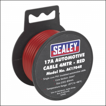 Sealey AC1704R 17A Thick Wall Automotive Cable 4m - Red