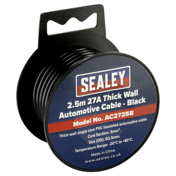 Sealey AC2725B 27A Thick Wall Automotive Cable 2.5m - Black