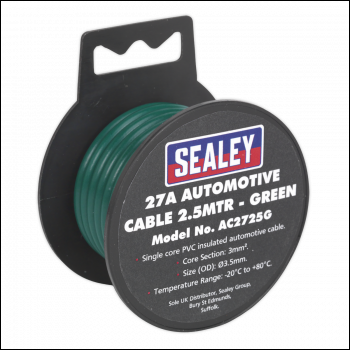 Sealey AC2725G Automotive Cable Thick Wall 27A 2.5m Green