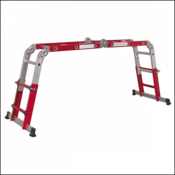 Sealey AFPL2 Aluminium 4-Way Multipurpose Adjustable-Height Ladder - EN 131
