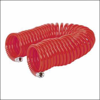 Sealey AH10C/6 PU Coiled Air Hose with 1/4 inch BSP Unions 10m x 6mm