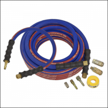 Sealey AHK02 Extra-Heavy-Duty Air Hose Kit with Connectors 15m x 10mm