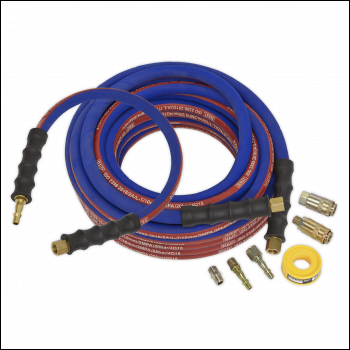 Sealey AHK02 Air Hose Kit Extra-Heavy-Duty 15m x Ø10mm with Connectors