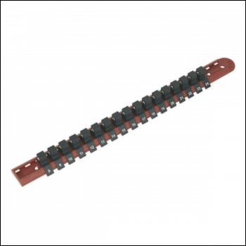 Sealey AK1217 Premier Socket Retaining Rail with 17 Clips 1/2 inch Sq Drive