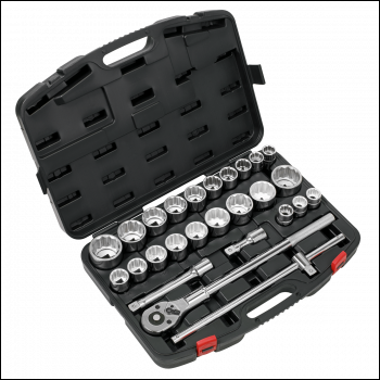 Sealey AK2584 Premier Metric/Imperial Socket Set 3/4 inch Sq Drive 12-point 26pc