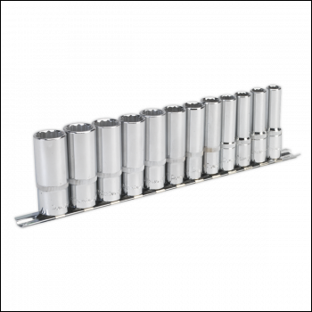 Sealey AK2683 Premier Deep Socket Set 3/8 inch Sq Drive 12-point 12pc
