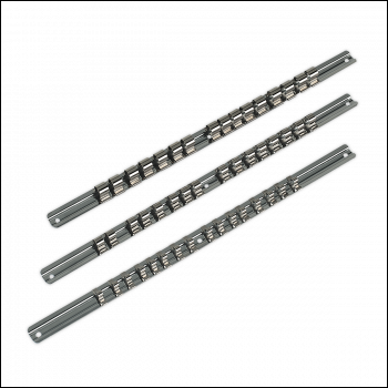 Sealey AK270 Premier Socket Retaining Rail Set 1/4 inch , 3/8 inch  & 1/2 inch Sq Drive 3pc