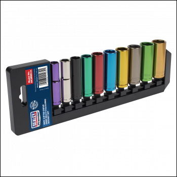 Sealey AK285D Premier Deep Multi-Coloured Socket Set 3/8 inch Sq Drive 10pc