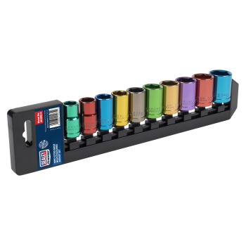 Sealey AK288 Premier Multi-Coloured Socket Set 1/2 inch Sq Drive 10pc
