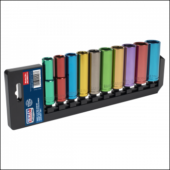 Sealey AK288D Premier Deep Multi-Coloured Socket Set 1/2 inch Sq Drive 10pc