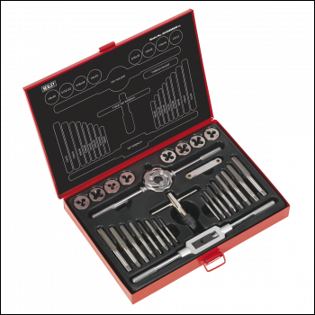 Sealey AK3028BSW Imperial Tap & Die Set Split Dies BSW 28pc
