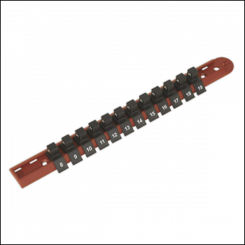 Sealey AK3812 Premier Socket Retaining Rail with 12 Clips 3/8 inch Sq Drive