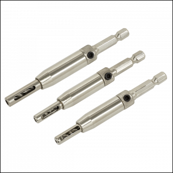 Sealey AK3HD Self-Centring Chamfered Hinge Drill Set 3pc