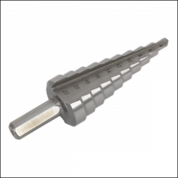 Sealey AK4744 Double Flute HSS 4341 Step Drill Bit 4-22mm