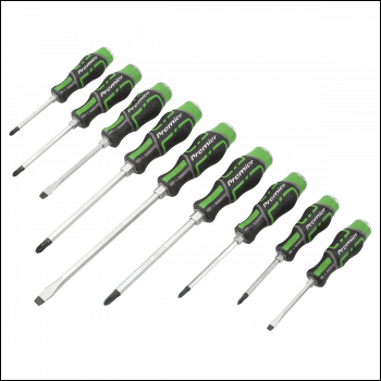 Sealey AK4941HV Premier Hammer-Thru Screwdriver Set 9pc - Hi-Vis Green