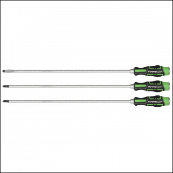 Sealey AK4942HV Premier Extra-Long Hammer-Thru Screwdriver Set 450mm 3pc - Hi-Vis Green