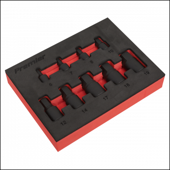 Sealey AK5525 Premier Low Profile Hex Impact Socket Bit Set 1/4 inch  & 3/8 inch Sq Drive 9pc