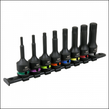 Sealey AK56004 Premier Spline Impact Socket Bit Set 1/2 inch Sq Drive 8pc